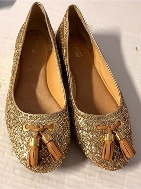 Sperry Gold Glitter Tassel Ballet Flats 7M